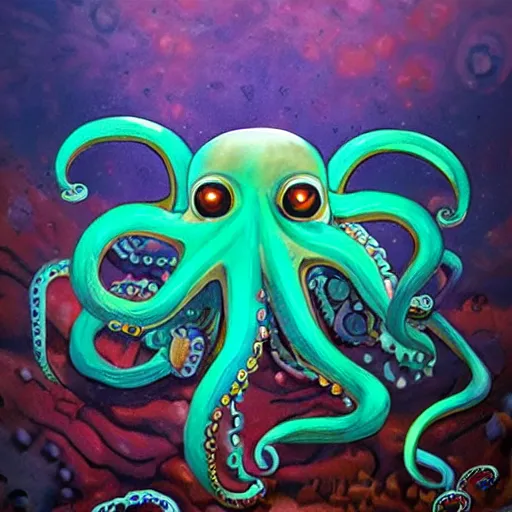 Prompt: stunning portrait of a giant robotic octopus