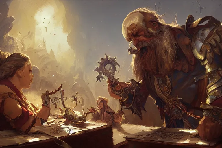 Image similar to an old musician teaching its artificer apptentice a visual melody in the baroque era, hearthstone art style, epic fantasy style art by Craig Mullins, fantasy epic digital art, epic fantasy card game art by Greg Rutkowski
