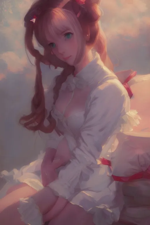 Image similar to a portrait of a cute young southern belle, historical setting, vivid colors, soft lighting, atmospheric, cinematic, moody, in the style of ilya kuvshinov and range murata, krenz cushart, oil on canvas, 8 k