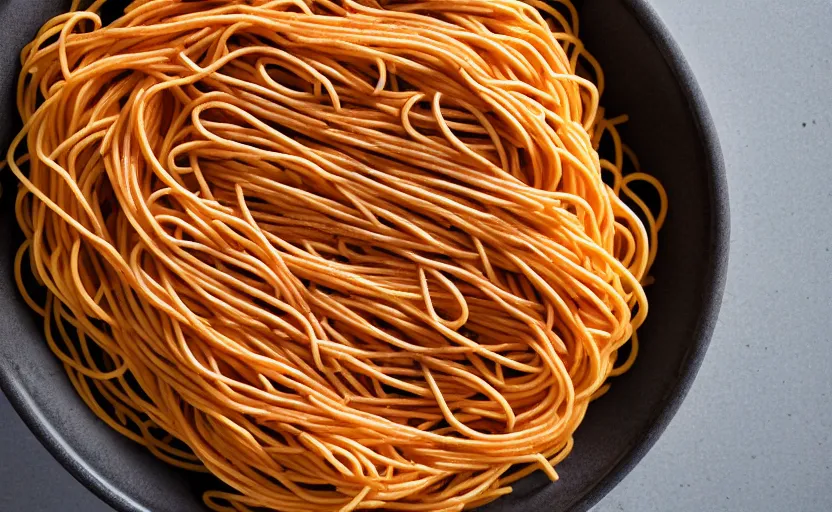 Prompt: top view of a spaghetti bowl, natural light, cinematic lighting, 8 k