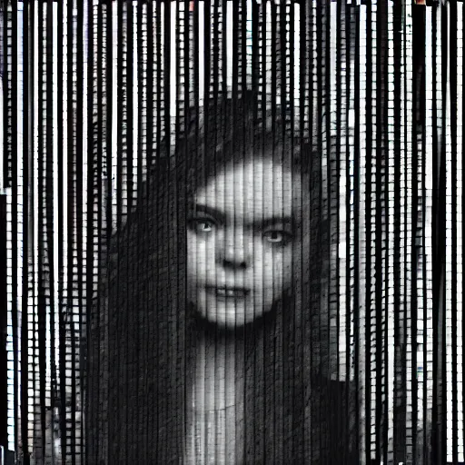 Prompt: VHS glitch art of Elle Fanning