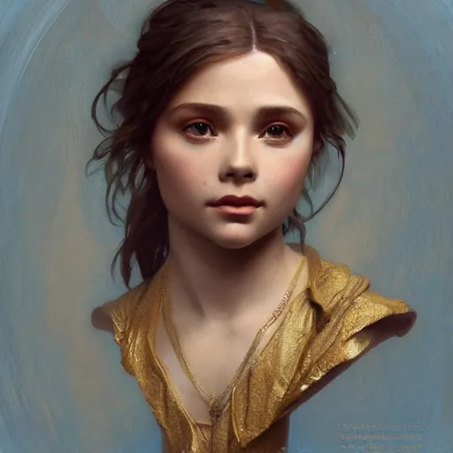 Prompt: beautiful lifelike award winning marble statue bust artistic chloe grace moretz trending on art station artgerm greg rutkowski alphonse mucha museum quality cinematic atmospheric