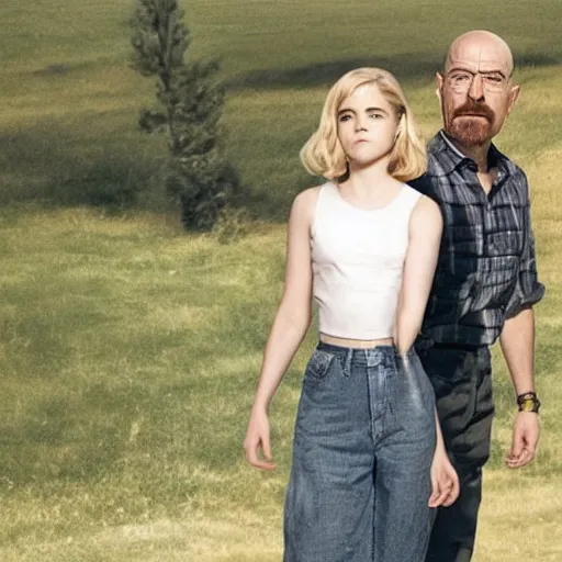 Image similar to kiernan shipka as sabrina spellman with walter white, still from breaking bad