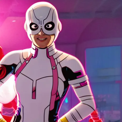 Image similar to A still of Shailene Woodley as Gwenpool in Deadpool 3 (2023)