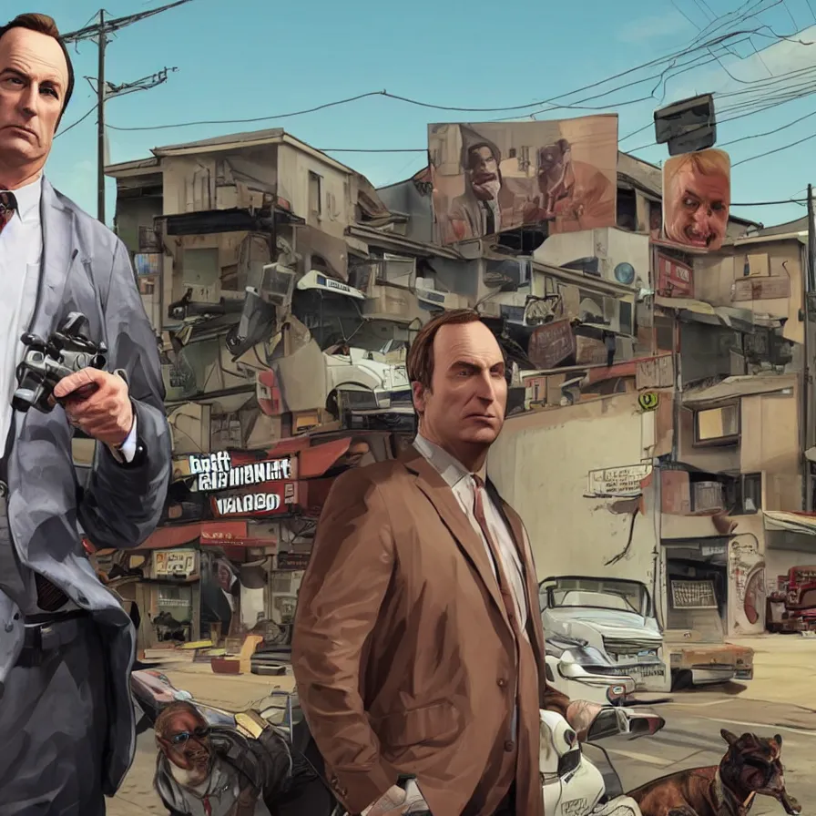 Prompt: Bob Odenkirk as GTA V Cover