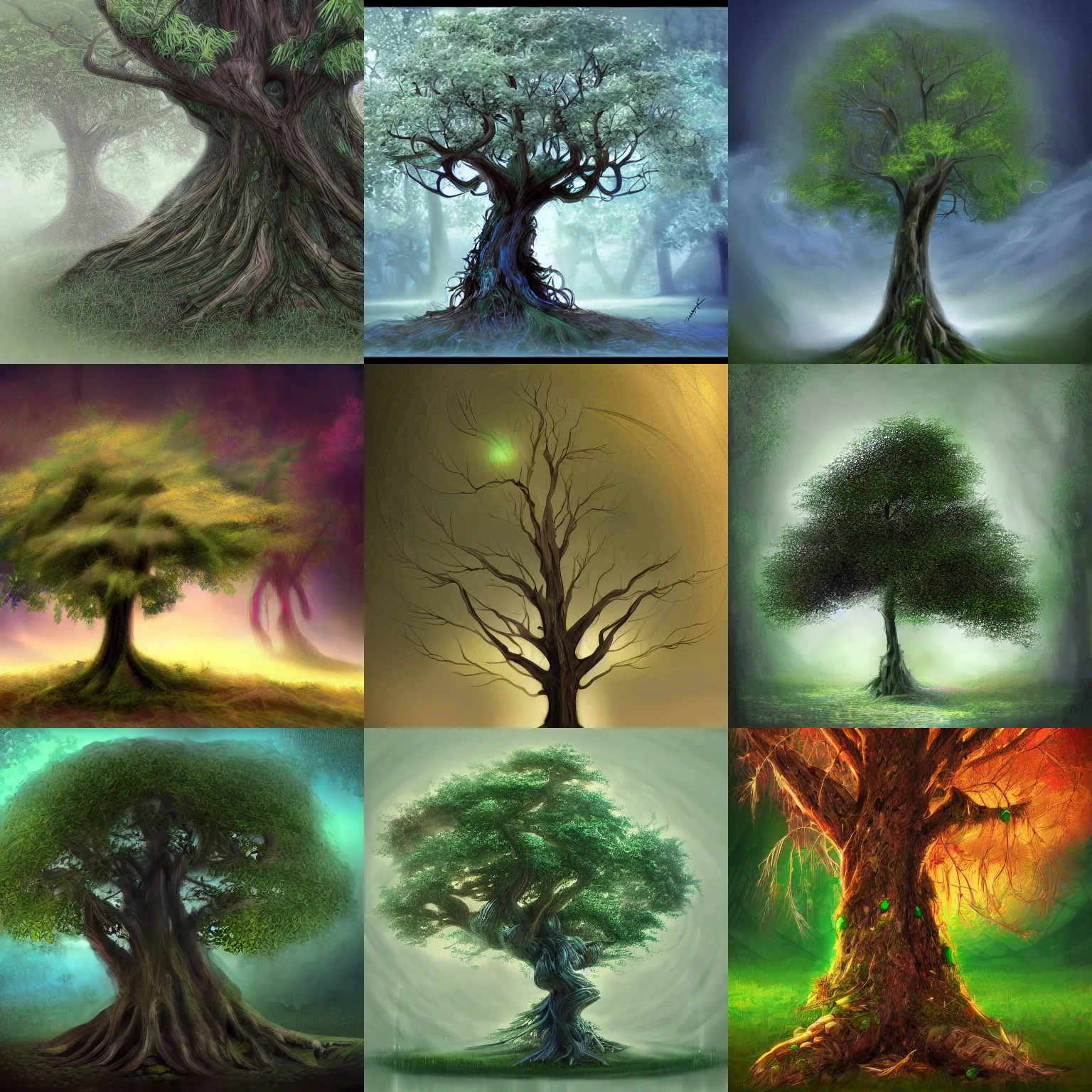 Prompt: tree, fantasy, digital art
