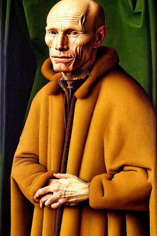 Image similar to portrait of ed harris, oil painting by jan van eyck, northern renaissance art, oil on canvas, wet - on - wet technique, realistic, expressive emotions, intricate textures, illusionistic detail