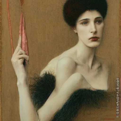 Prompt: Things fall apart, the centre cannot hold, mere anarchy is loosed upon the world, painted by Fernand Khnopff