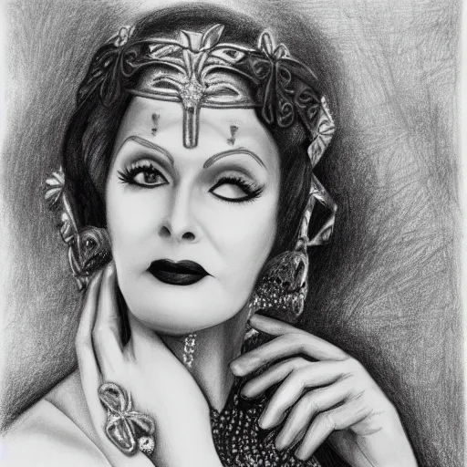 Image similar to Norma Desmond, pencil drawing.