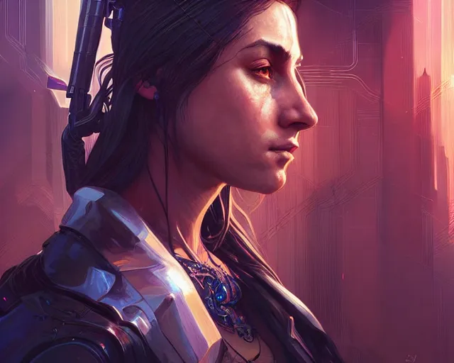 Image similar to messi with cyberpunk implants, deep focus, d & d, fantasy, intricate, elegant, highly detailed, digital painting, artstation, concept art, matte, sharp focus, illustration, hearthstone, art by artgerm and greg rutkowski and alphonse mucha