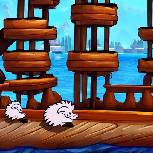 Image similar to hedgehog on a ship in seqa of thieves