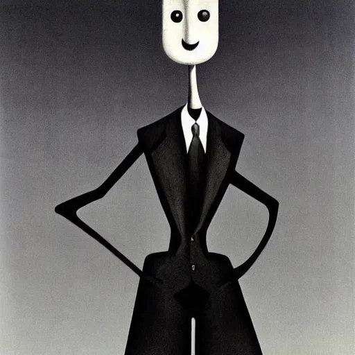 Image similar to significantly tall skinny monster with very long legs, curved in shape, by most famous surreal artist