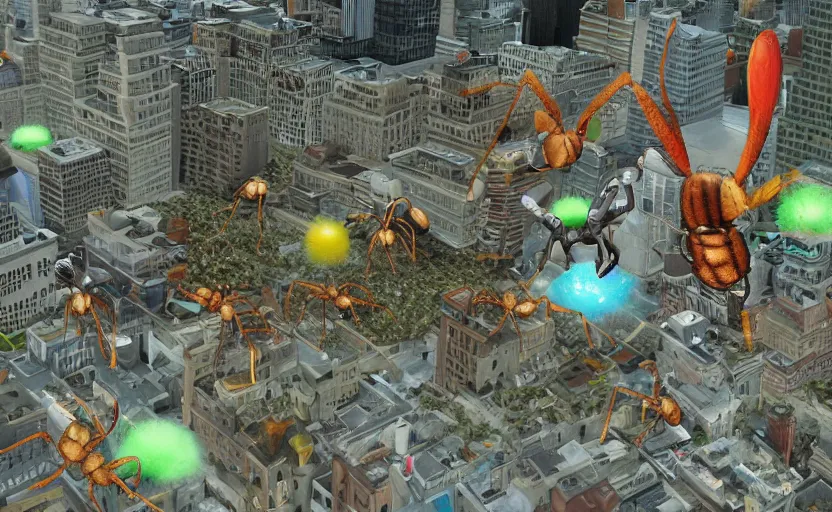 Image similar to giant ant attacking new york, edf, earth defense force