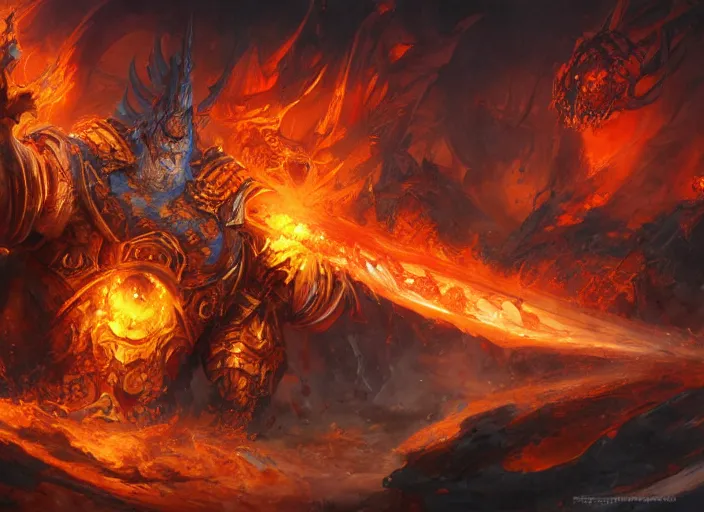 Prompt: artwork of ragnaros by dennig guy, amano yoshitaka, berkey john, bowater charlie, greg rutkowski