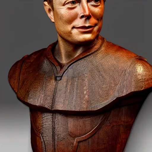 Image similar to wood elon musk statue, intricate, highly detailed, 8 k, high definition