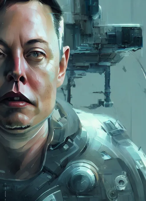 Prompt: a beautiful portrait of elon musk as cyborg. character design by cory loftis, fenghua zhong, ryohei hase, ismail inceoglu and ruan jia. artstation, volumetric light, detailed, rendered in octane