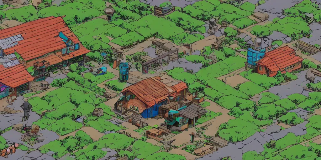 Prompt: anime style farm