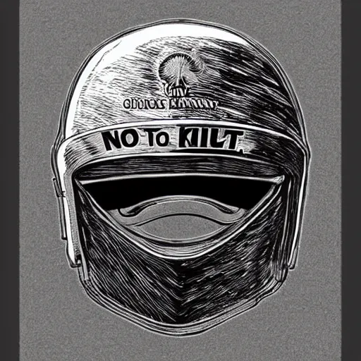 Image similar to not to kill, not to die engraved in helmet