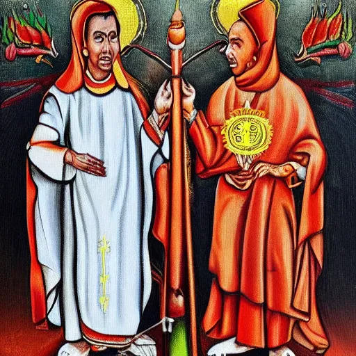 Image similar to Jokowi indonesian president as saint,with ortodhox syrian painting styles,with realistic details and authentic historical art