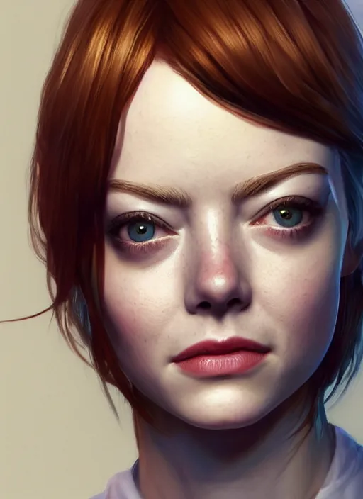 Image similar to emma stone, hyper detailed, digital art, trending in artstation, cinematic lighting, studio quality, smooth render, unreal engine 5 rendered, octane rendered, art style by klimt and nixeu and ian sprigger and wlop and krenz cushart.