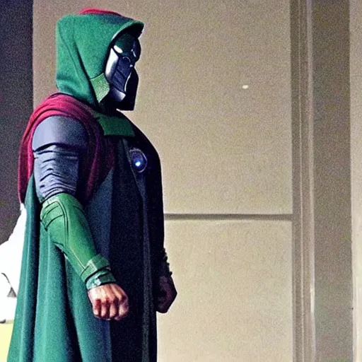 Image similar to giancarlo esposito as doctor doom, marvel movie set photo