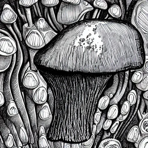 Image similar to mushroom, trippy, cartoon face, portait drawing, amazing detail, high resolution, 8k, psychedelic