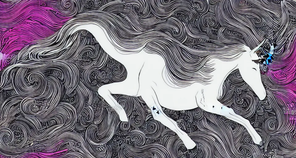 Prompt: slepping unicorn , vector art , trending on Artstation, CGSociety