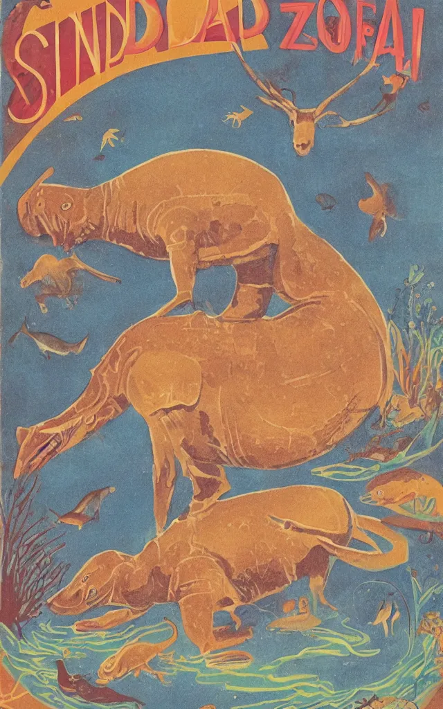 Image similar to sand art zoological ( 1 9 5 6 ) | book cover artwork