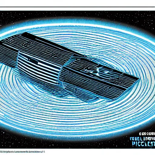 Prompt: a highly detailed technical schematic, blue - print, of a ufo propulsion system