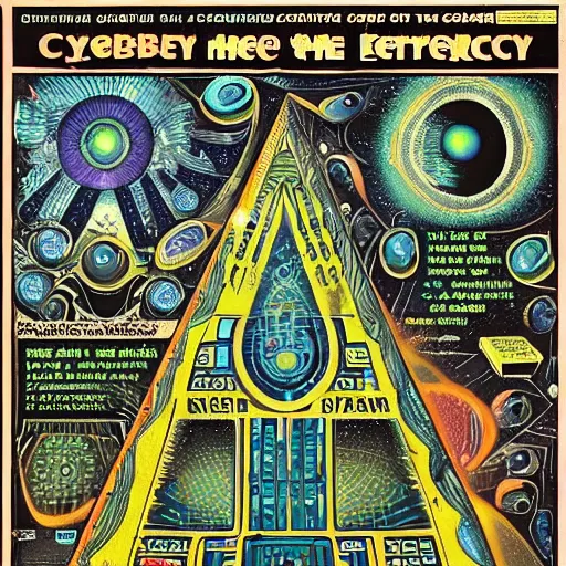 Image similar to alien depths of cyberspace where mathematics, information, and perception play games among teetering megaliths of mystic energy and cosmic debris