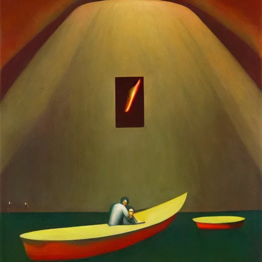 Image similar to journey to the center of the earth, grant wood, pj crook, edward hopper, oil on canvas