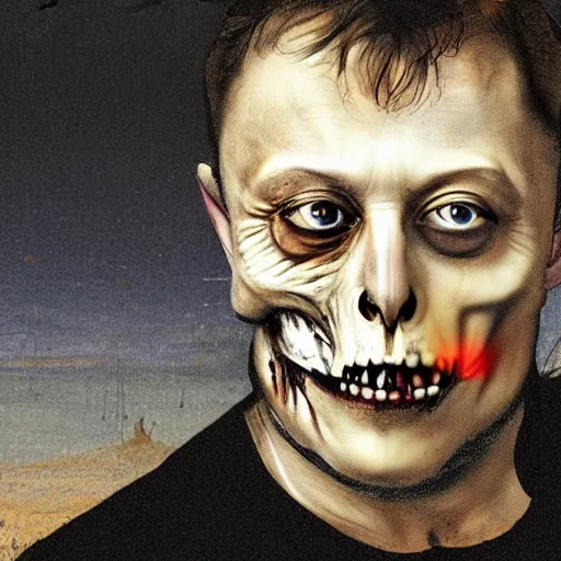 Prompt: zombie elon musk by leonardo da vinci