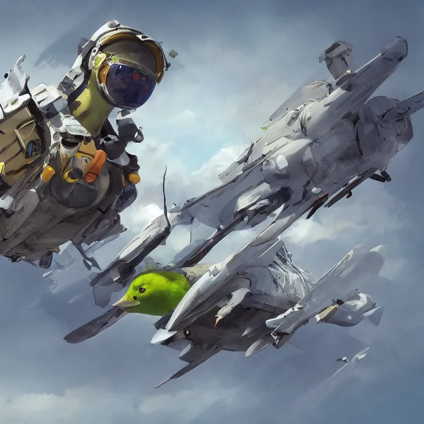 Prompt: budgie as a pilot, concept art, masterpiece, trending on artstation