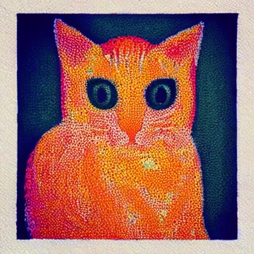 Prompt: “orange cat at a wedding, pointillism”