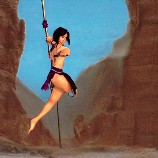 Image similar to farah from prince of persia pole dancing on her bow