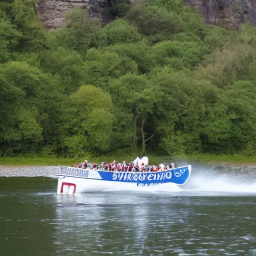 Image similar to viking speedboat sailing down a river