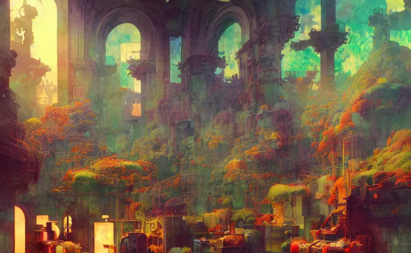 Image similar to alchemy laboratory, fantasy. intricate, amazing composition, colorful watercolor, by ruan jia, by maxfield parrish, by marc simonetti, by hikari shimoda, by robert hubert, by zhang kechun, illustration, gloomy