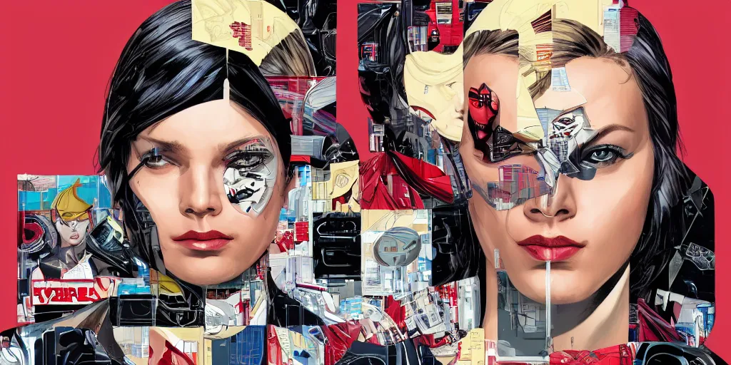 Prompt: a portrait of a single female android, by MARVEL comics and Sandra Chevrier, 4k