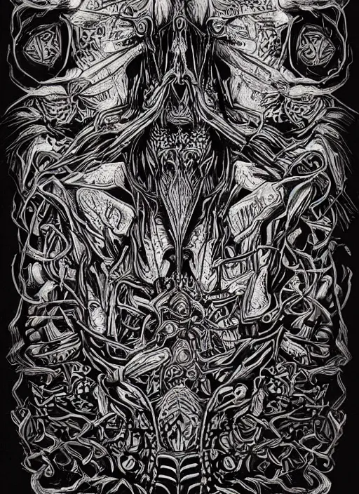 Prompt: Intricate ink illustration, symmetry, bloodborne, dark, atmospheric