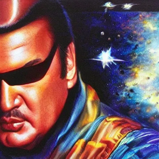 Image similar to Steven Seagal in space, photorealistic art