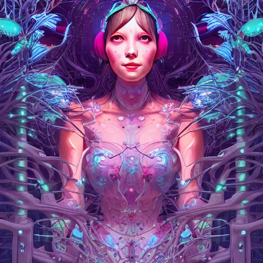 Image similar to ethereal cybernetic princess in the trees, extremely detailed, sharp focus, wide view, full body shot, smooth, digital illustration, by lisa perrin!!!!, dan mumford, james jean, by rossdraws, frank franzzeta, sakimichan