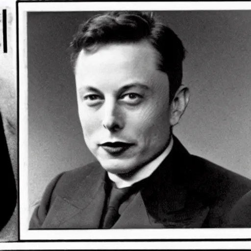 Prompt: an old photo from the 1 9 2 0 s of elon musk, time travel conspiracy