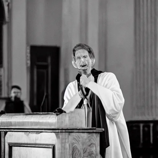 Image similar to robed Alastair Crowley giving a magick lecture in front of the United States senate, photojournalism, news, CNN, intricate detail, award winning photography,