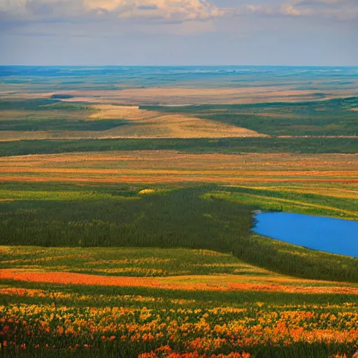 Image similar to typical landscape of the Russian Federation, realistic photo