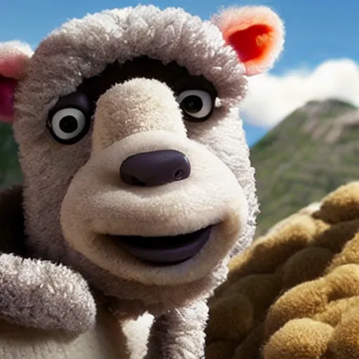 Prompt: dwayne johnson as character on shawn the sheep movie