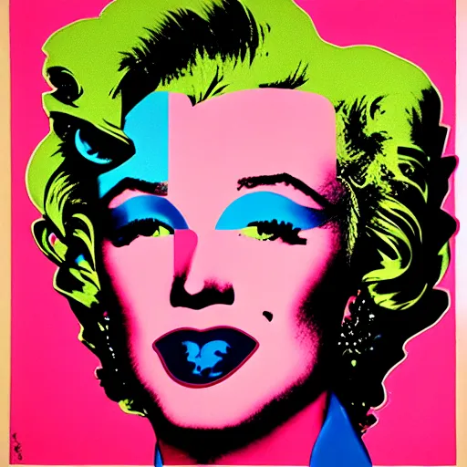 Image similar to an Andy warhol painting of artificial intelligence generated art