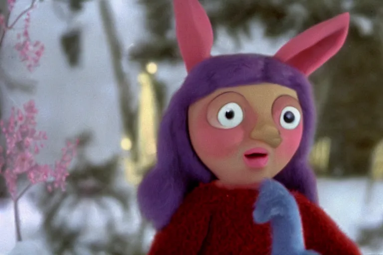 Image similar to Louise Belcher in a still from the movie Rudolph the Red-Nosed Reindeer (1964)