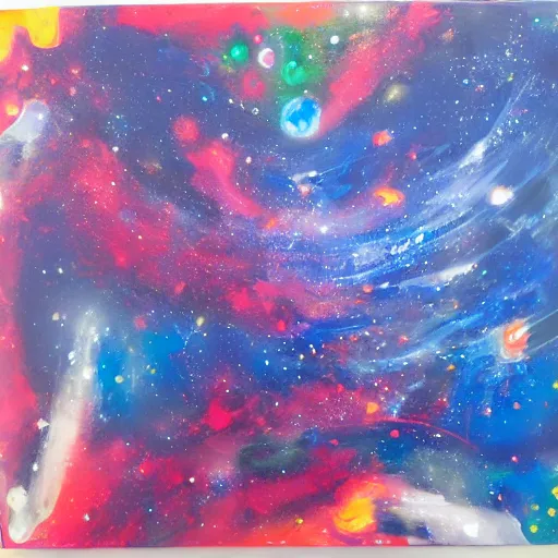 Prompt: Liminal space in outer space, acrylic paint pour