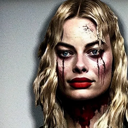 Image similar to margot robbie as a killer in dead by daylight