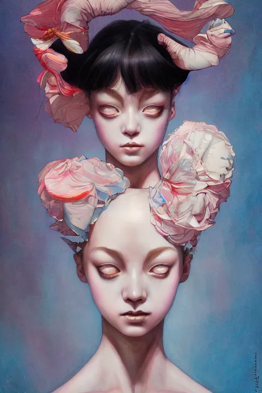 Image similar to prompt : figurative unique features ballerina portrait soft light painted by james jean and katsuhiro otomo and erik jones, inspired by akira anime, smooth face feature, intricate oil painting, high detail illustration, sharp high detail, manga and anime 1 9 9 9